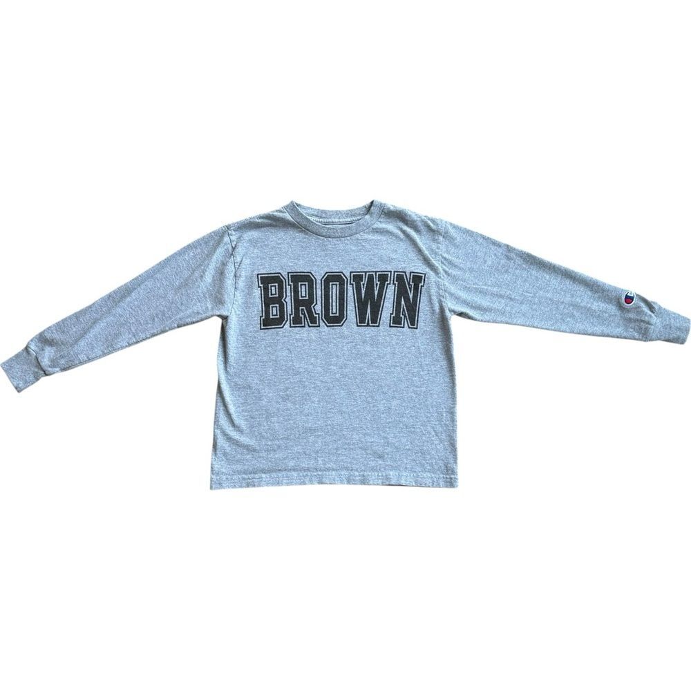 Champion Kids Brown University Long Sleeve Gray Graphic Tee. YXS. 4-5. 4. 5.